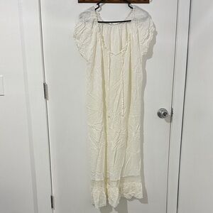 Amazon Women's Cream Maxi Dress with Puff Sleeves